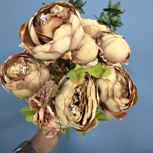 Artificial Giant Premium Peony Bouquet - Coffee – Wholesale Peony Bouquets for Wedding Decorators | WeddingMart