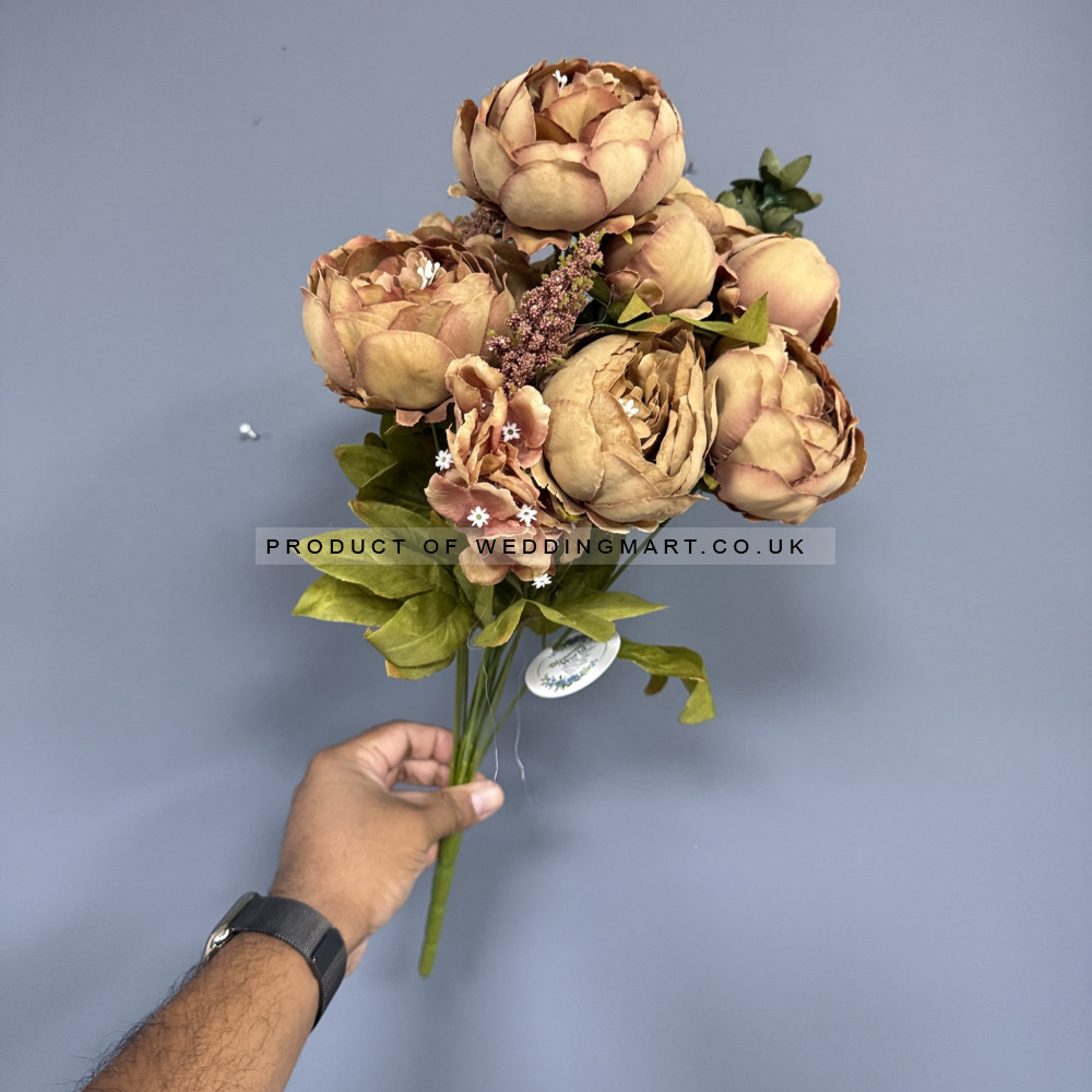 Artificial Giant Premium Peony Bouquet - Coffee – Wholesale Peony Bouquets for Wedding Decorators | WeddingMart