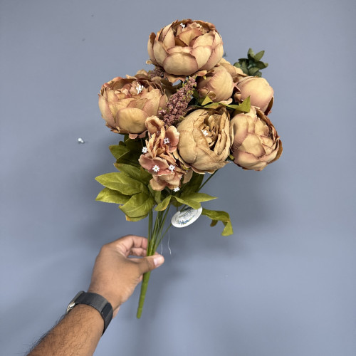 Artificial Giant Premium Peony Bouquet - Coffee