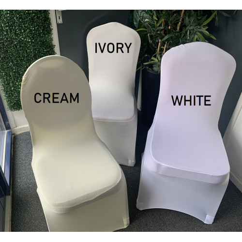 IVORY Premium Spandex Chair Covers - FLAT FRONT