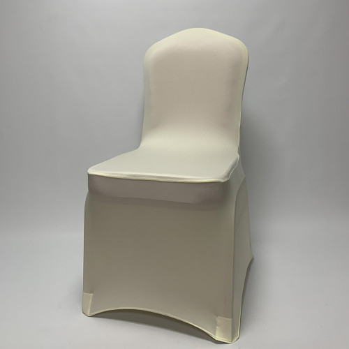 Cream Premium Spandex Chair Covers - FLAT FRONT – Wholesale Premium Chair Covers for Wedding Decorators | WeddingMart