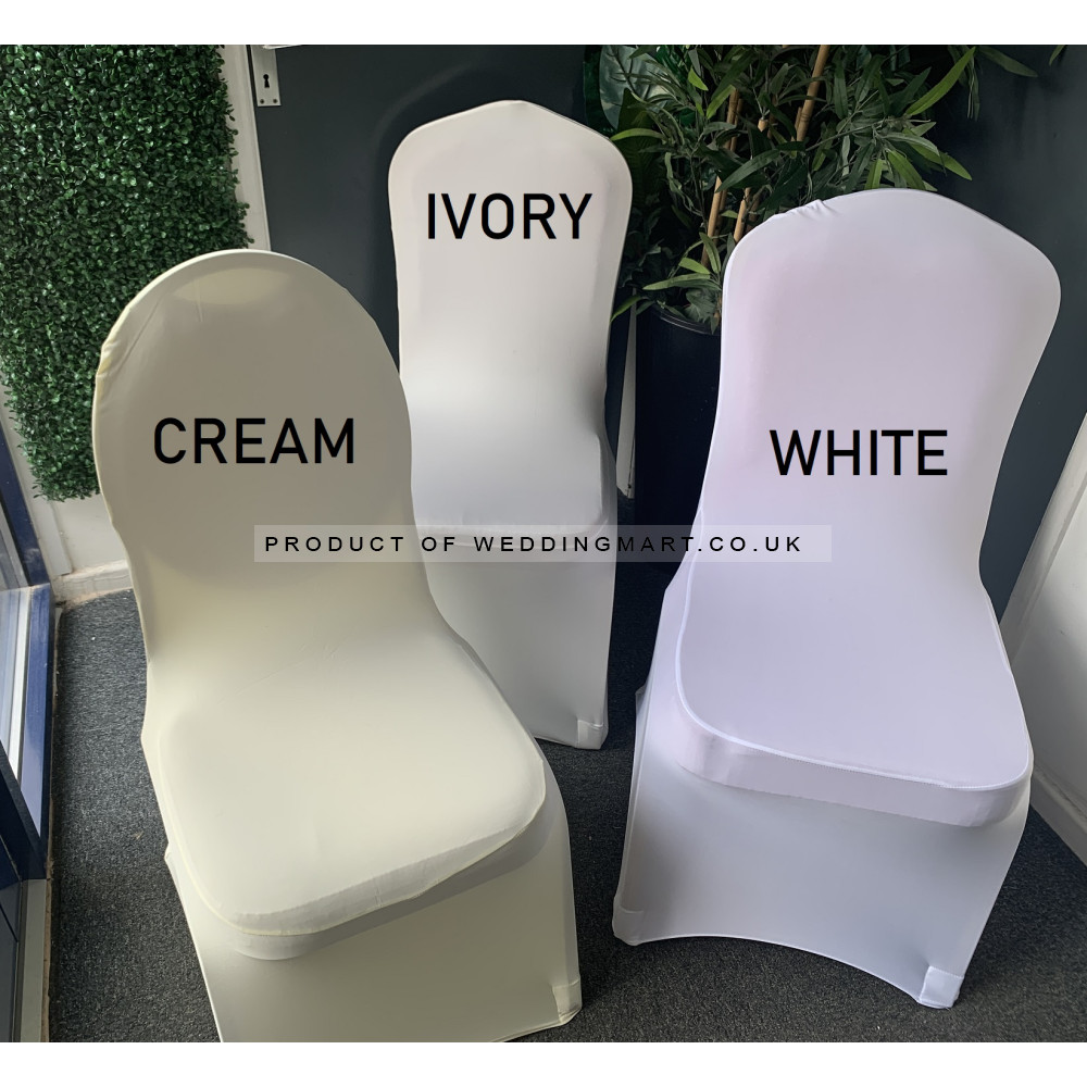 Cream Premium Spandex Chair Covers - FLAT FRONT