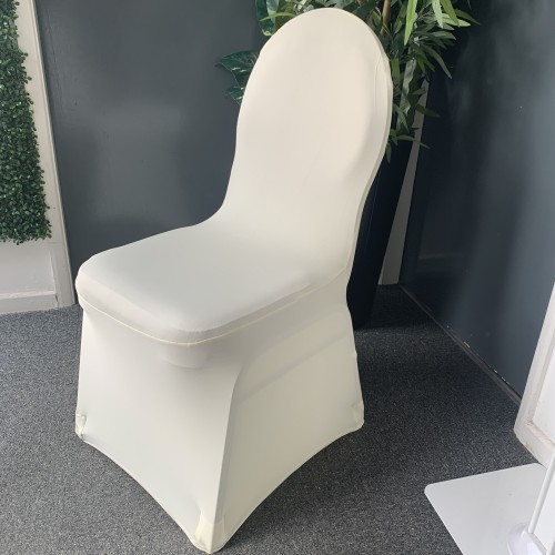 Cream Premium Spandex Chair Covers - FLAT FRONT