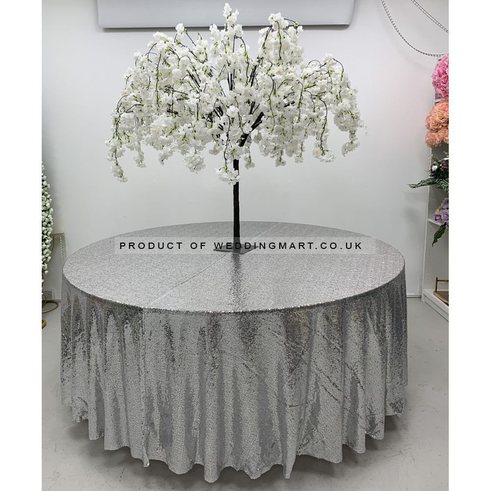 120 inch Round Sequin Table Cloths - SILVER