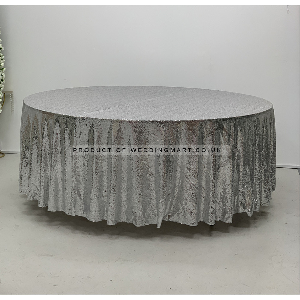 120 inch Round Sequin Table Cloths - SILVER