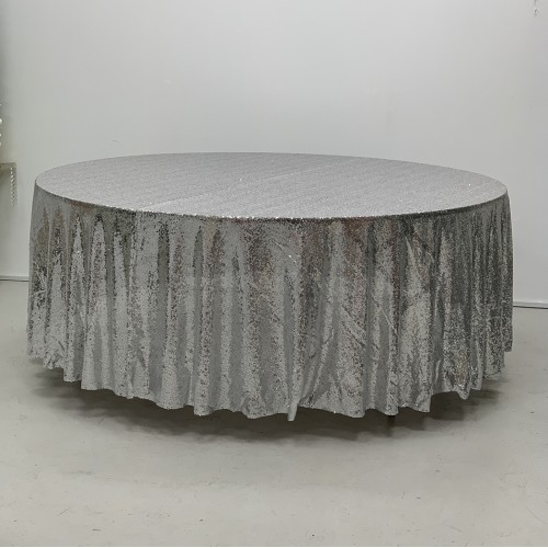 120 inch Round Sequin Table Cloths - SILVER