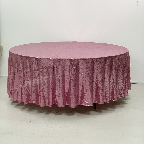 120 inch Round Sequin Table Cloths - PINK