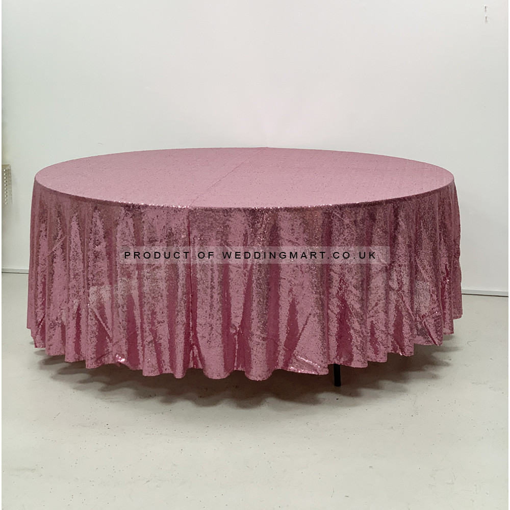 120 inch Round Sequin Table Cloths - PINK