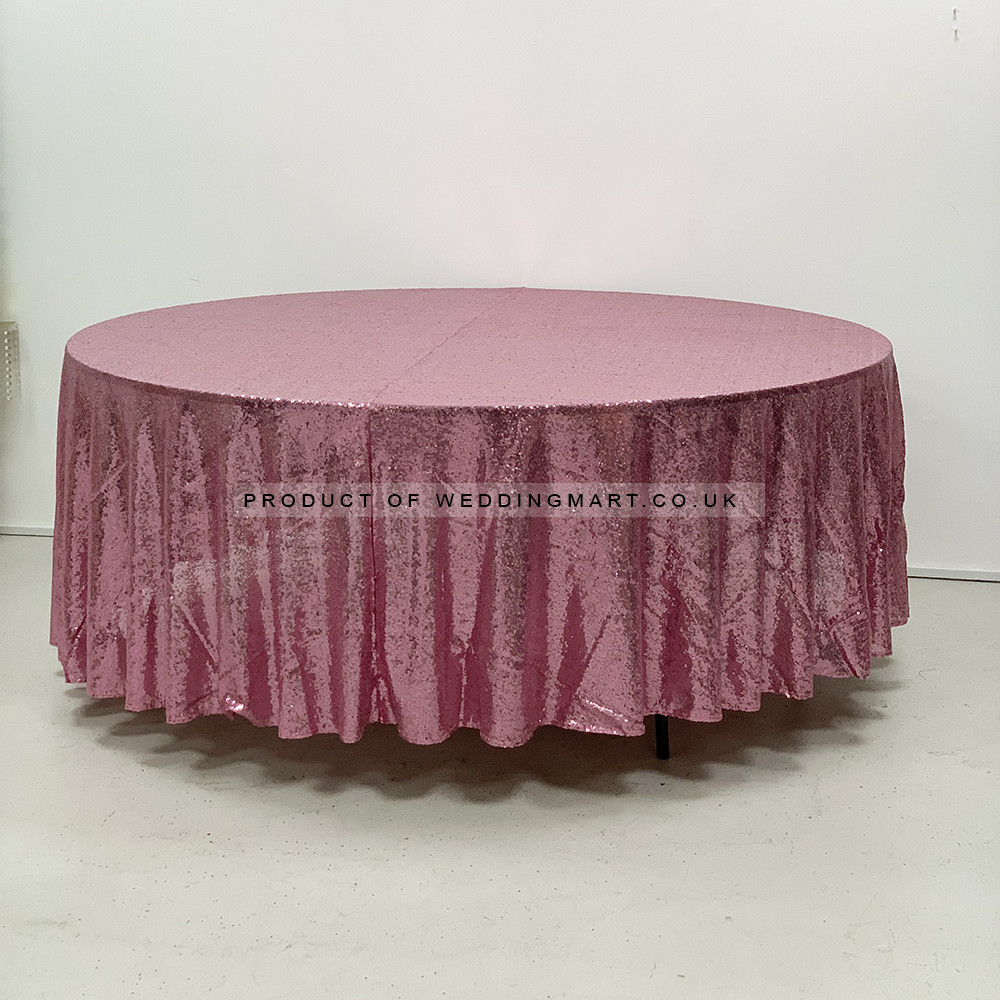 120 inch Round Sequin Table Cloths - PINK