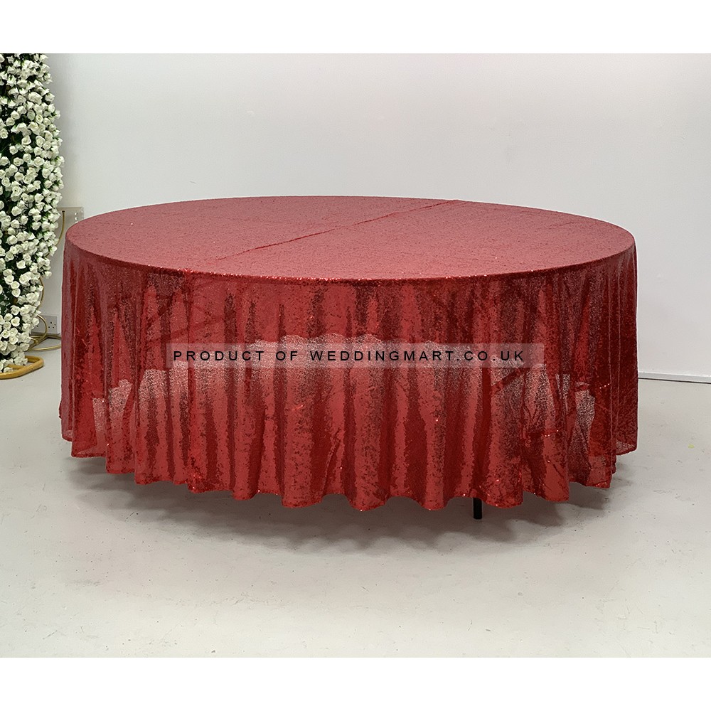 120" Round Sequin Table Cloths - RED