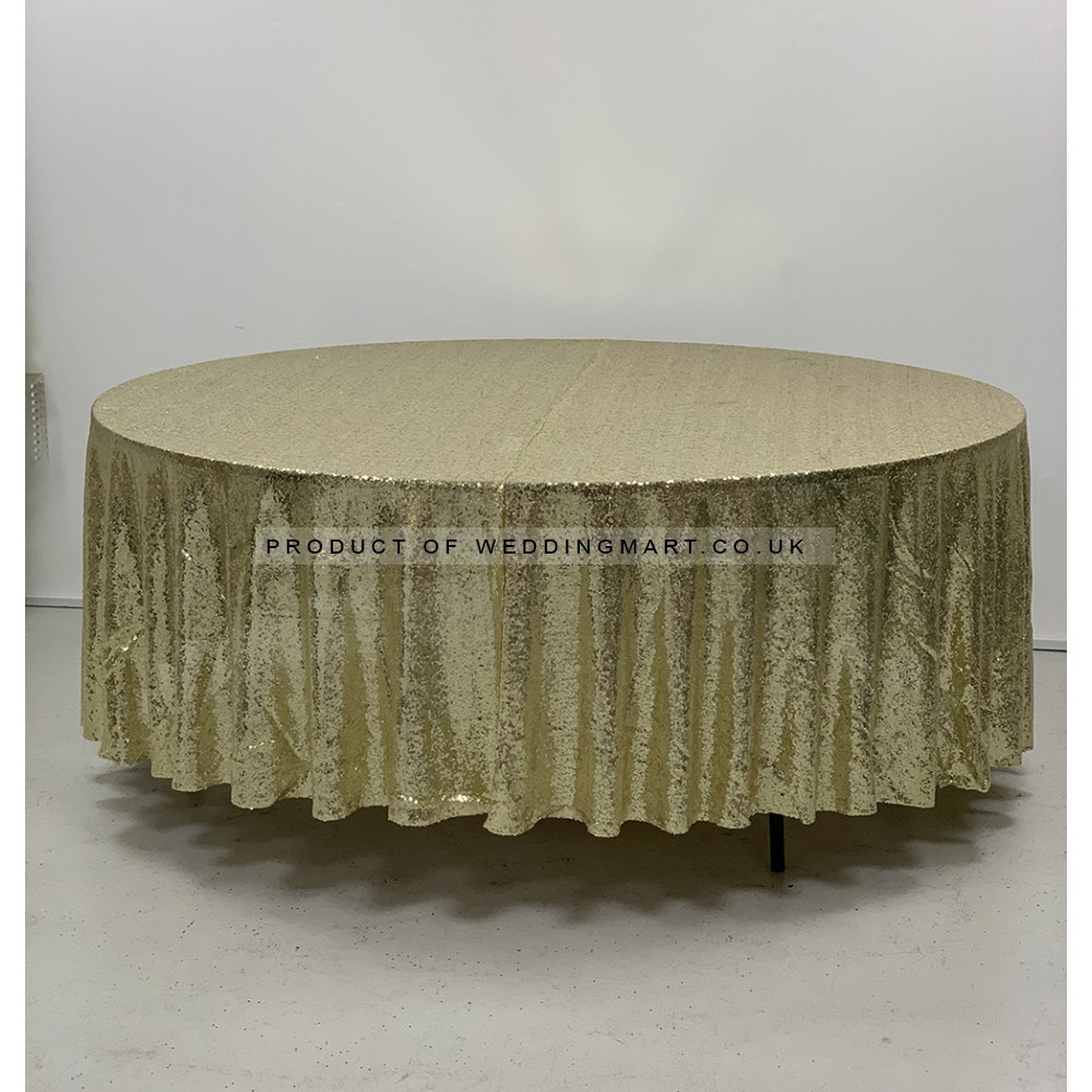 120 inch Round Sequin Party Table Cloths - GOLD | FOR SALE