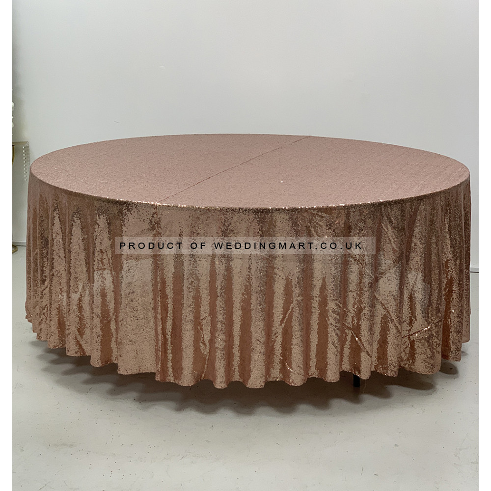 120 inch Round Sequin Table Cloths - Rose Gold