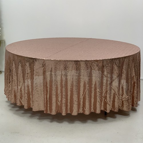 120 inch Round Sequin Table Cloths - Rose Gold