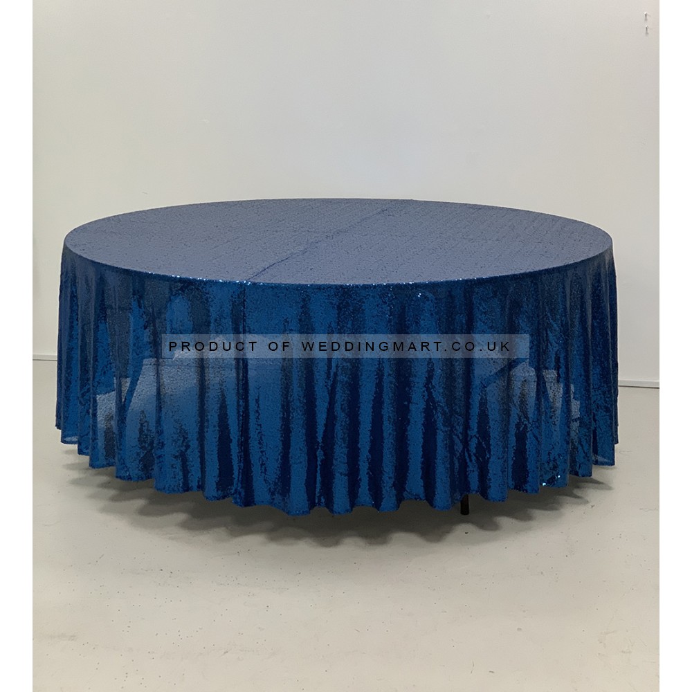120" Round Sequin Table Cloths - Blue