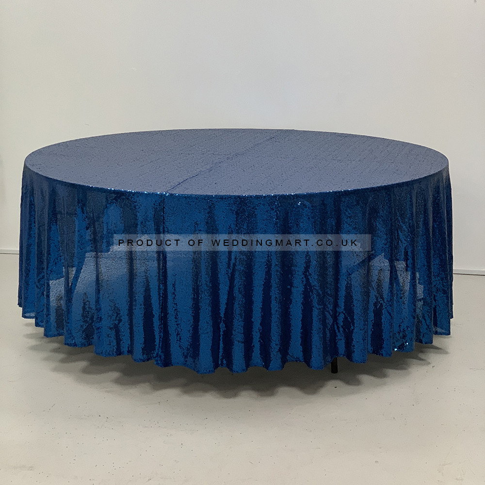 120 inch Round Sequin Table Cloths - Blue