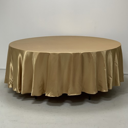 120 inch Heavy Duty Round Satin Table Cloth - Gold