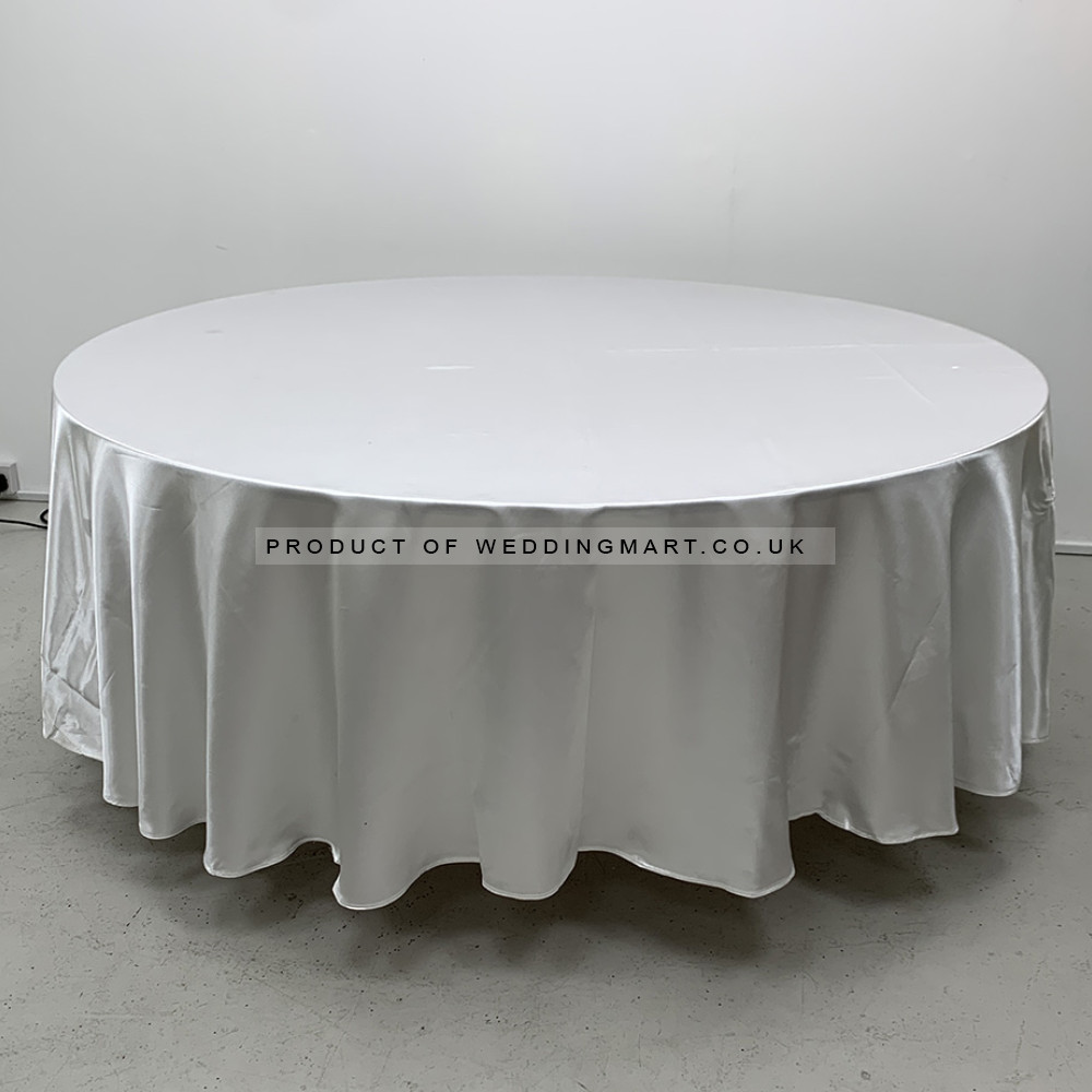 120 inch Heavy Duty Round Satin Table Cloth - White