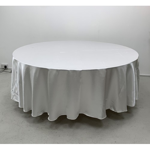 120" Heavy Duty Round Satin Table Cloth - White