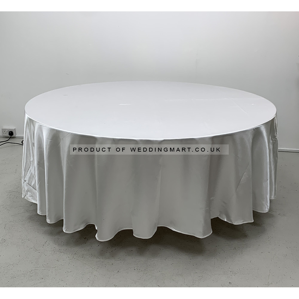 120 inch Heavy Duty Round Satin Table Cloth - White