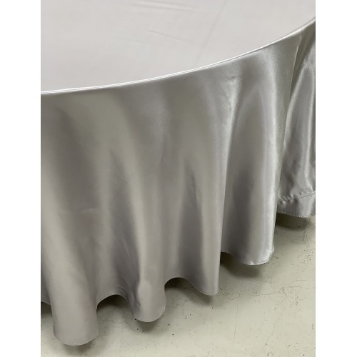 120" Heavy Duty Round Satin Table Cloth - Silver