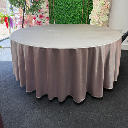 120 inch Heavy Duty Round Satin Table Cloth - Silver – Wholesale Satin Tablecloths for Wedding Decorators | WeddingMart