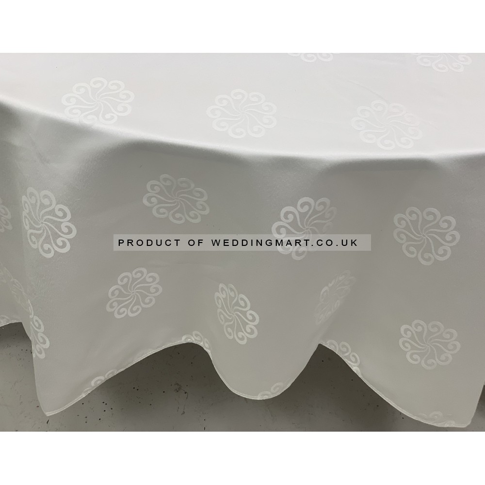 90"x90" Premium White Damask Table Cloth