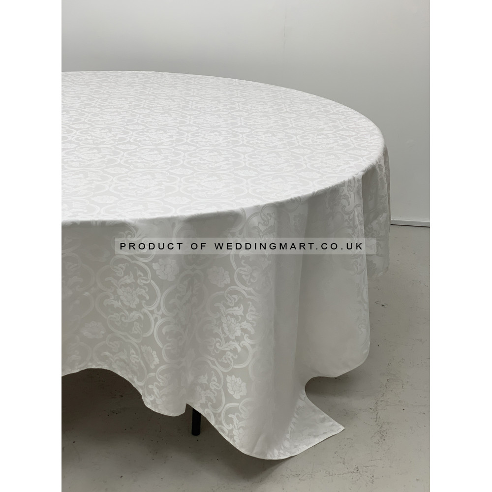 90inch x 90inch Premium Jacquard Damask Tablecloth - WHITE