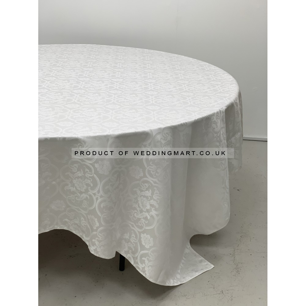 90"x90" Premium White Jacquard Tablecloth