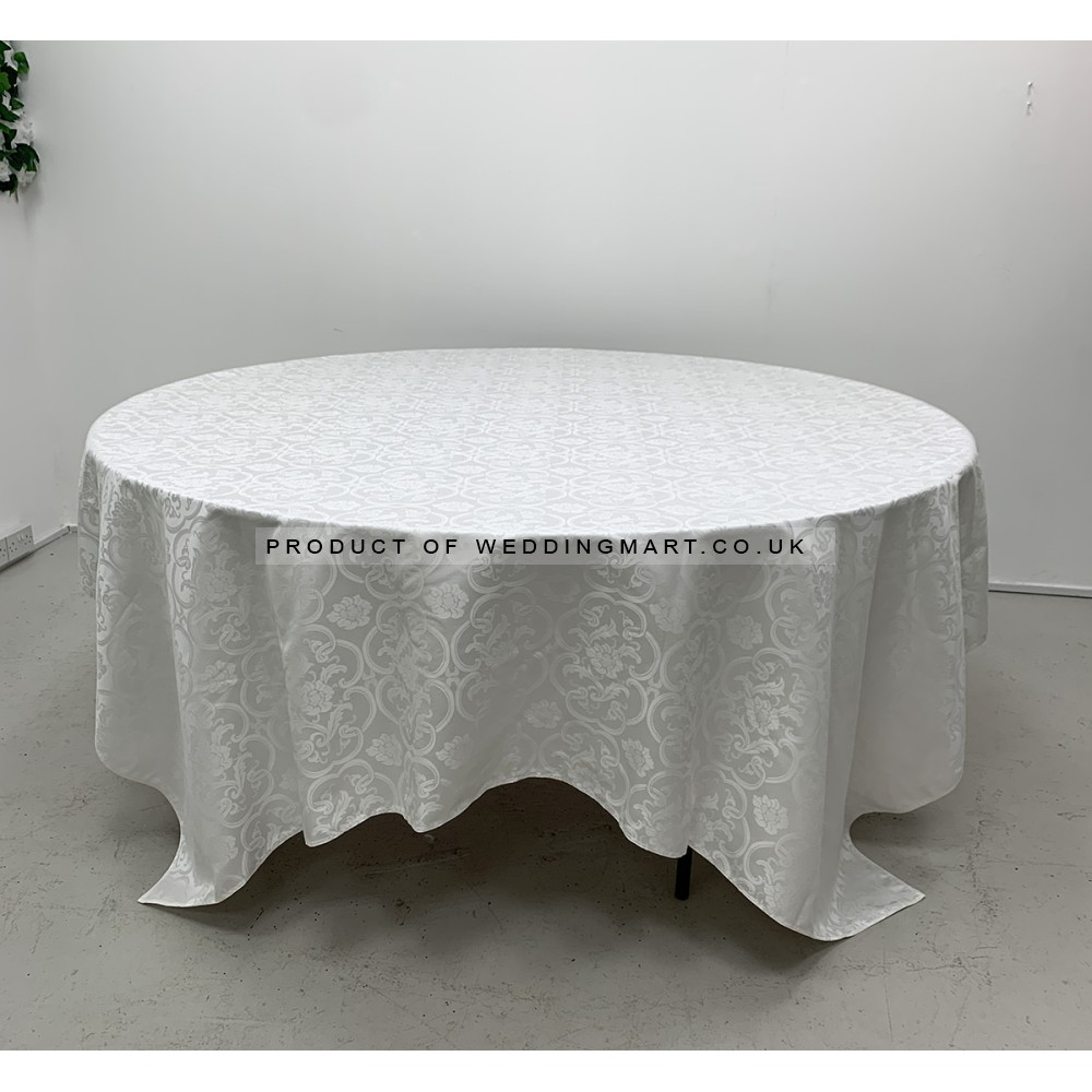 90"x90" Premium White Jacquard Tablecloth