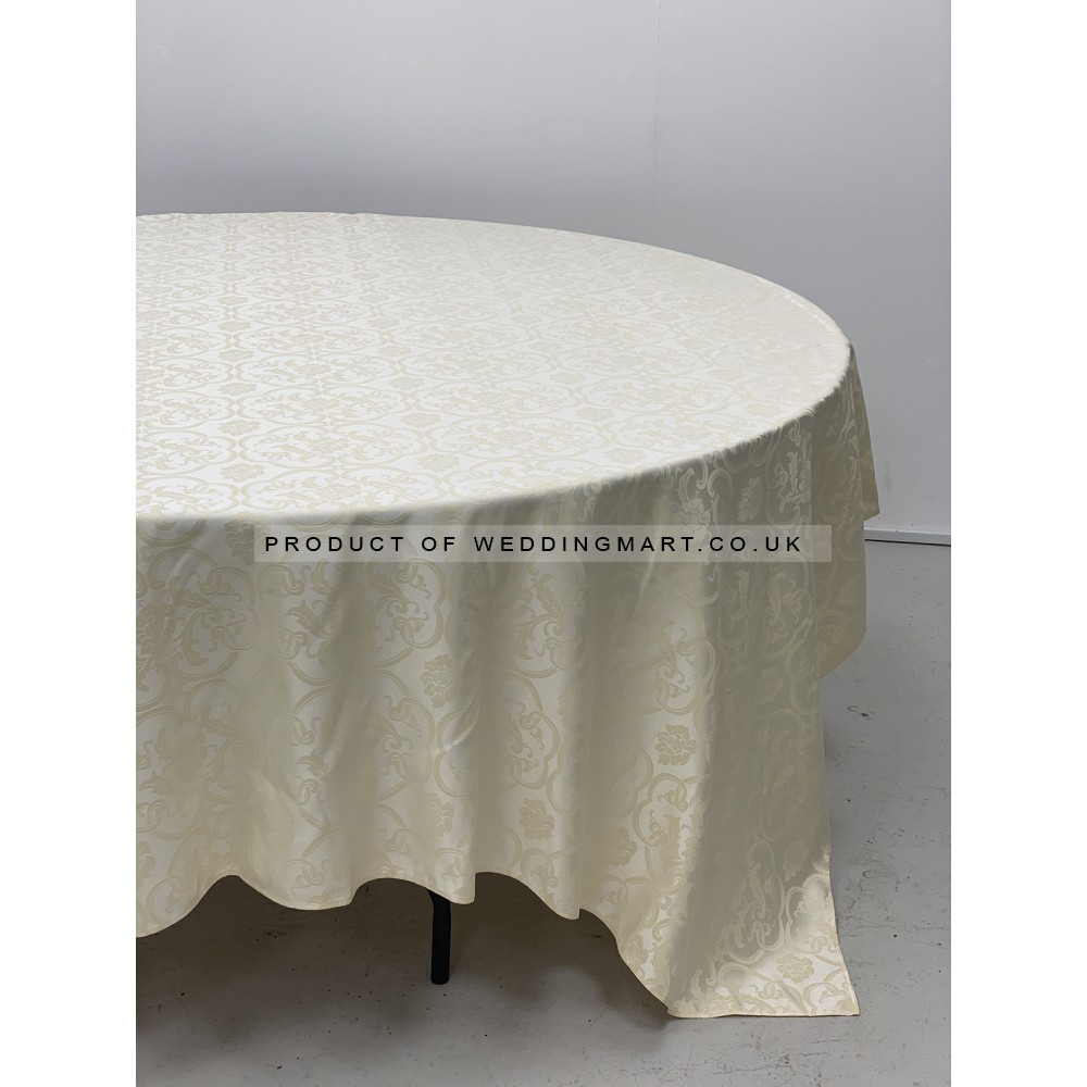 90"x90" Premium Ivory Jacquard Tablecloth
