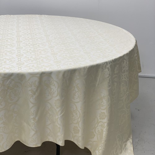 90"x90" Premium Ivory Jacquard Tablecloth