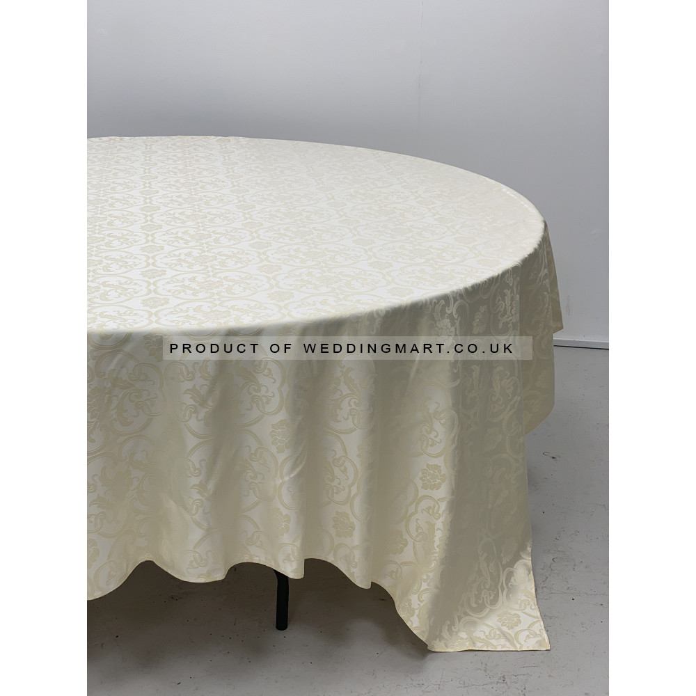 90inch x 90inch Premium Jacquard Damask Tablecloth - IVORY