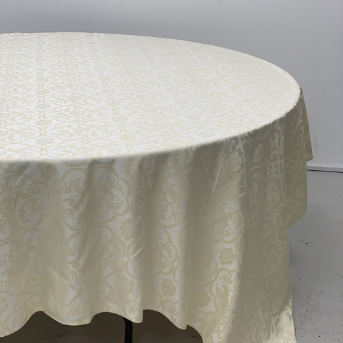 90inch x 90inch Premium Jacquard Damask Tablecloth - IVORY – Wholesale Damask Tablecloths for Wedding Decorators | WeddingMart