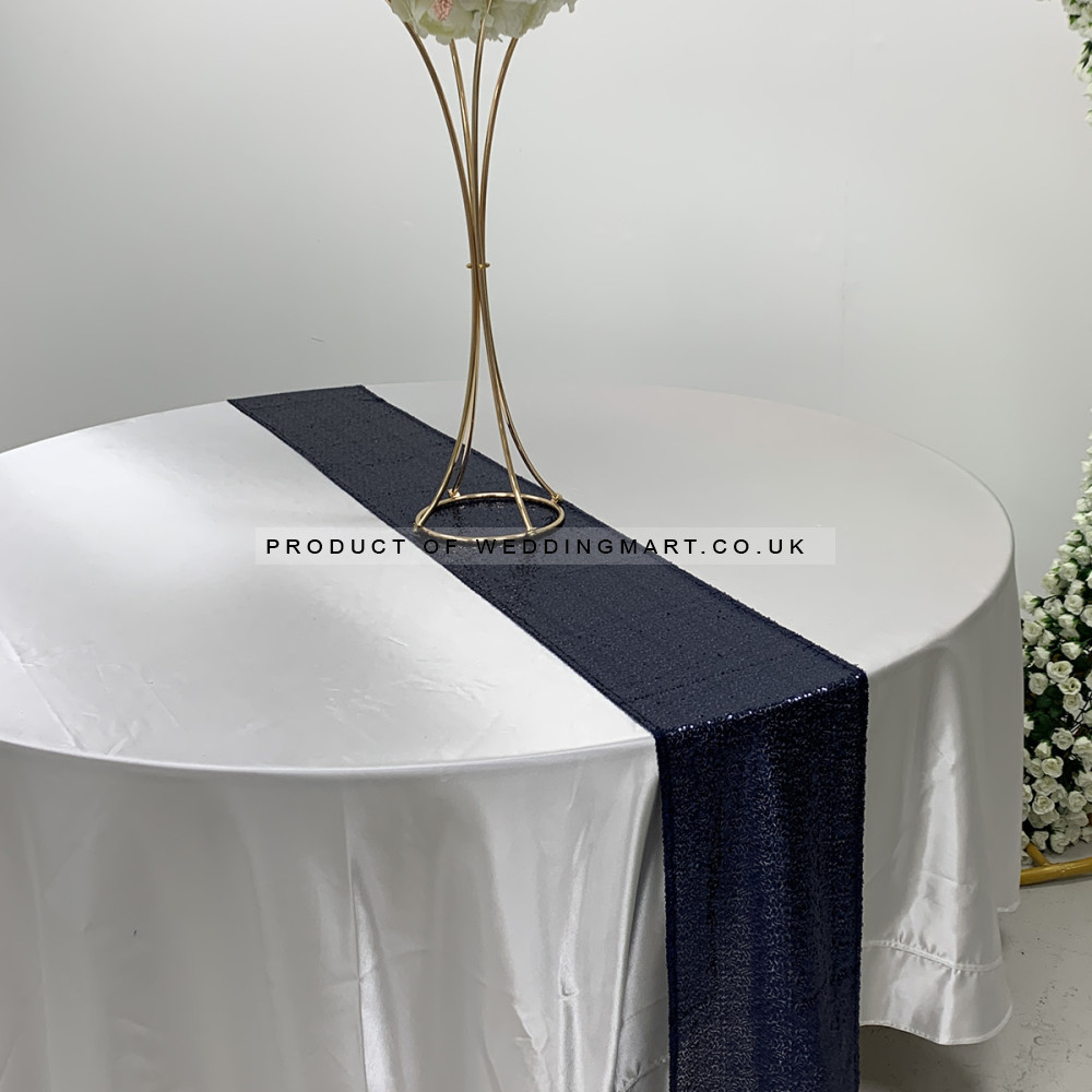 Navy Blue Sequin Table Runners – Wholesale Sequin Table Runners for Wedding Decorators | WeddingMart