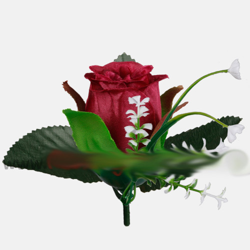 Dark Red Small Rose Heads in bud with gypsophila - Pack of 12