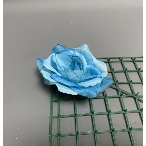 Artificial Light Blue French Rose Heads - Pack of 12