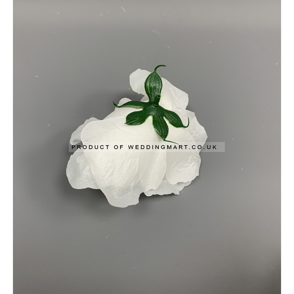 Artificial White French Rose Heads - Pack of 12