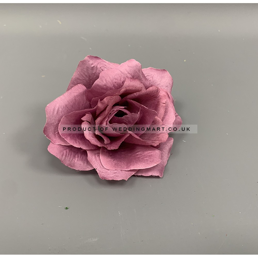 Artificial Mauve French Rose Heads - Pack of 12