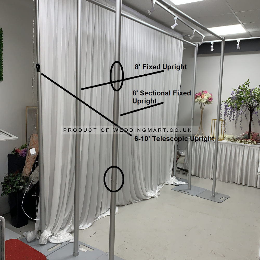 8ft Fixed Pipe and Drape Upright Pole – Wholesale Telescopic Uprights for Wedding Decorators | WeddingMart