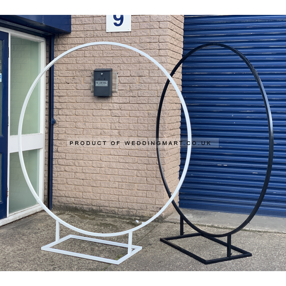 180cm White Metal Balloon Hoop Stand | Moongate Arch & Round Backdrop Frame