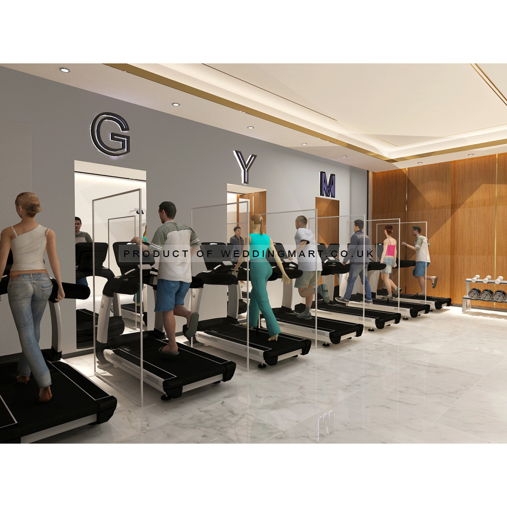 Floor Standing Sneeze Guard Screens for Gyms and Fitness Centres