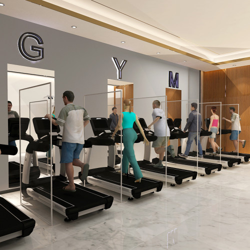 Floor Standing Sneeze Guard Screens for Gyms and Fitness Centres Floor Standing Sneeze Guard Screens for Gyms and Fitness Centres