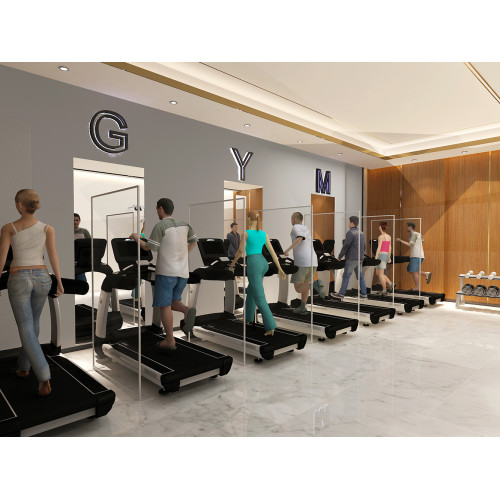 Floor Standing Sneeze Guard Screens for Gyms and Fitness Centres