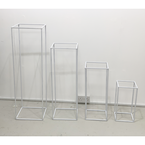 Budget Rectangular Metal Centrepiece Stands - Set of 4 - WHITE