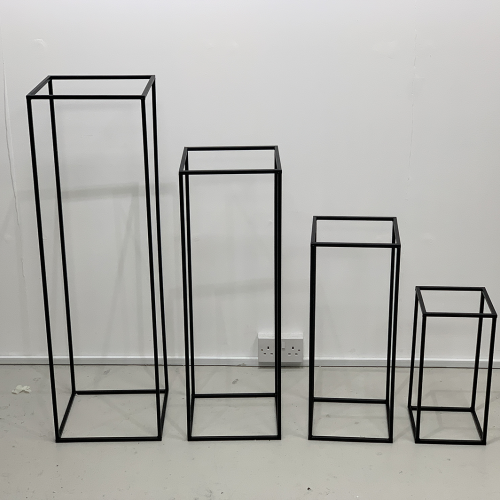 Budget Rectangular Metal Centrepiece Stands - Set of 4 - BLACK