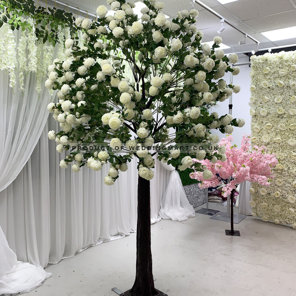 200cm Large Artificial Rose Tree - IVORY – Wholesale Big Artificial Trees and Plants for Wedding Decorators | WeddingMart