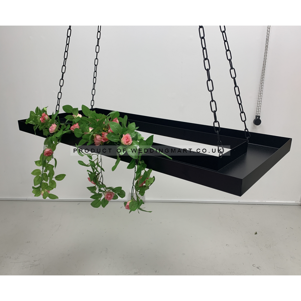 Hanging Floral Suspended Chandelier Frame - Black