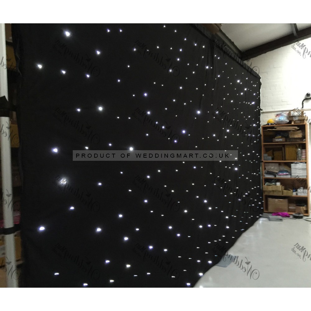 6Mx4M Blacke LED Star light Curtain Wedding Stage Backdrop - ICE WHITE LEDs