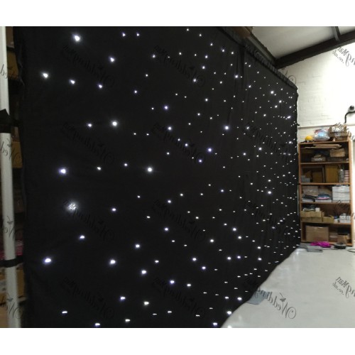 6Mx4M Blacke LED Star light Curtain Wedding Stage Backdrop - ICE WHITE LEDs