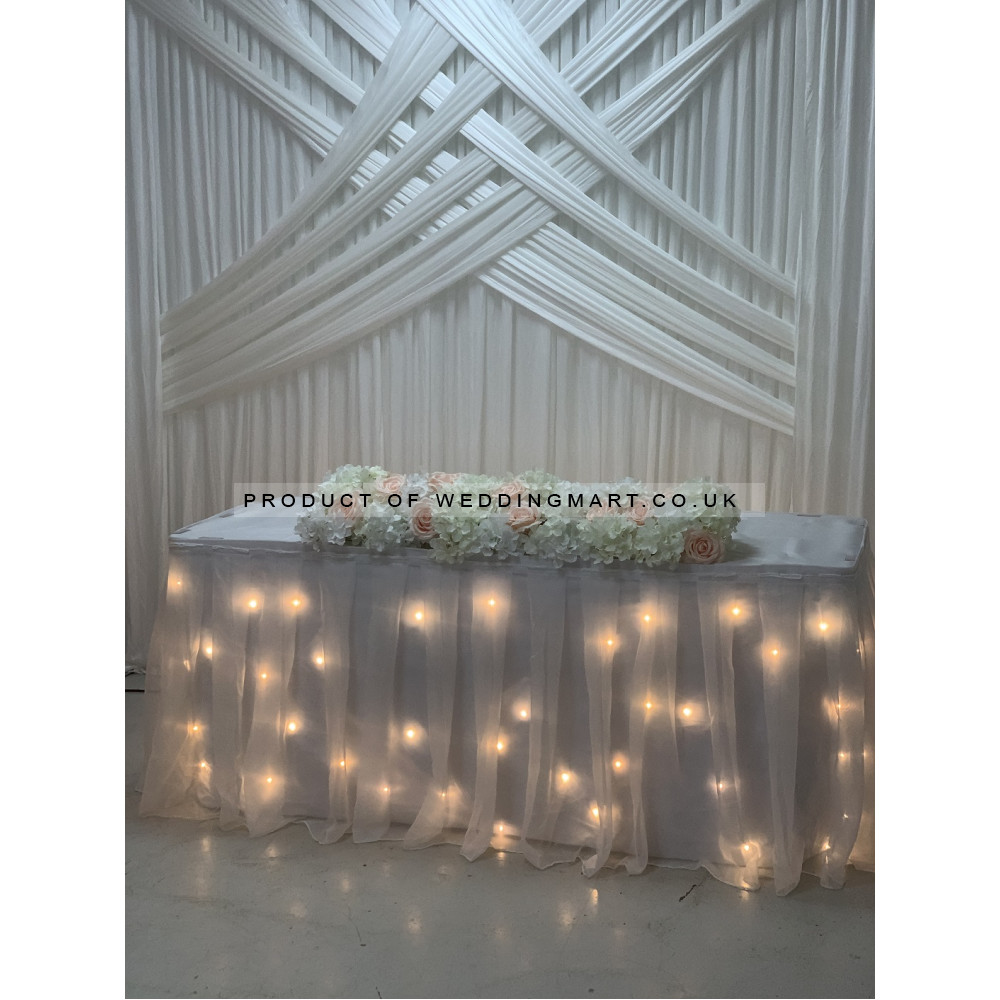 6M LED Starlight Wedding Top Table Skirt - Warm White